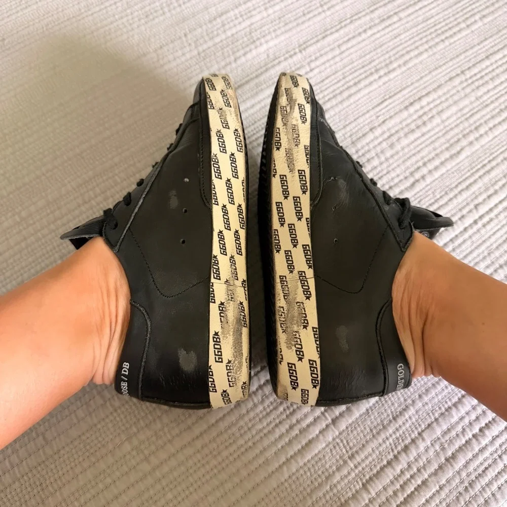 Golden Goose Super-Star Black Leather Studded Star‎ Private Edition Sneakers 35